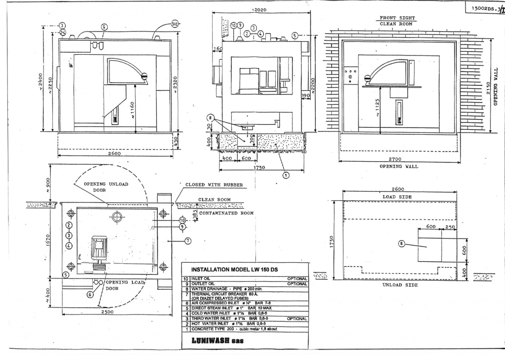Installation instructions for industrial washer extractor LW-150 DS - Luniwash